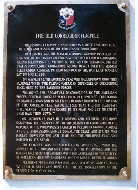 Corregidor Flagpole Plaque